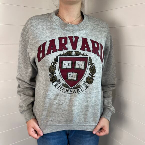 Harvard University Vintage Distressed Gray Sweatshirt Size Medium